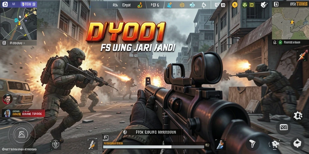 Screenshot DYO1 menampilkan aksi seru di medan perang FPS.
