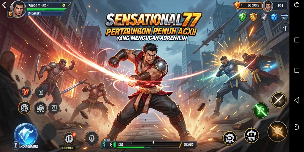 Gameplay SENSATIONAL77 yang intens dengan pertempuran yang seru.