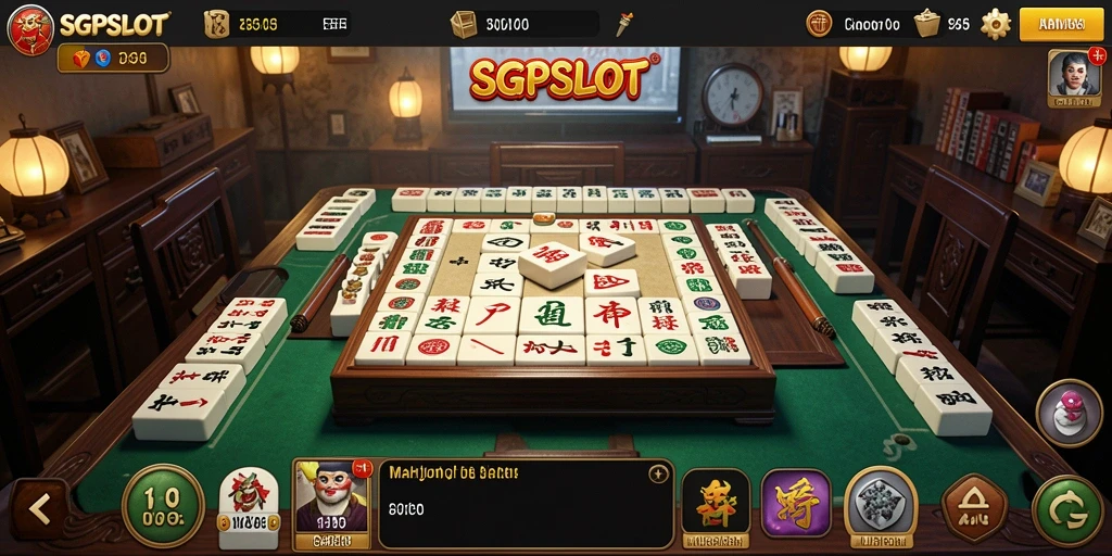 Tampilan gameplay seru dari SGPSLOT dengan ubin Mahjong berwarna.