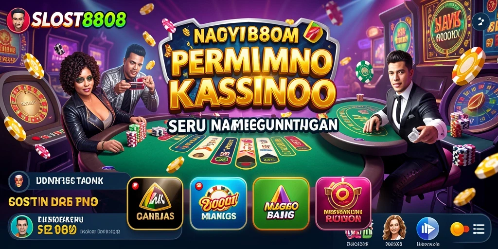 Screenshot gameplay SLOST8808 yang menampilkan momen menang di kasino.