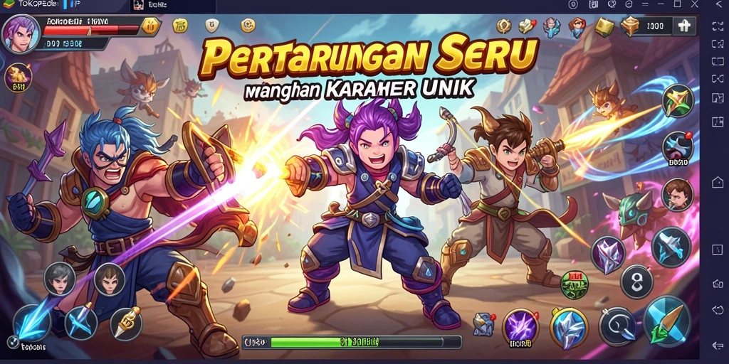 Screenshot gameplay TOKOPEDIAVIP dengan pertarungan yang intens.