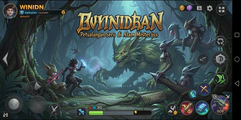 Screenshot gameplay WINIDN menunjukkan aksi seru di dunia petualangan.